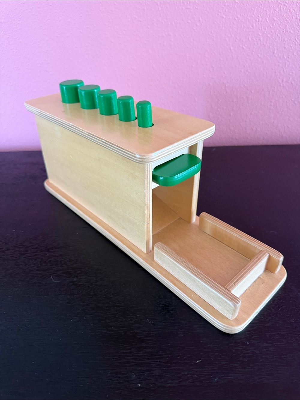 MontiKids Wooden Cylinder Drop,Sorter Toy - Green